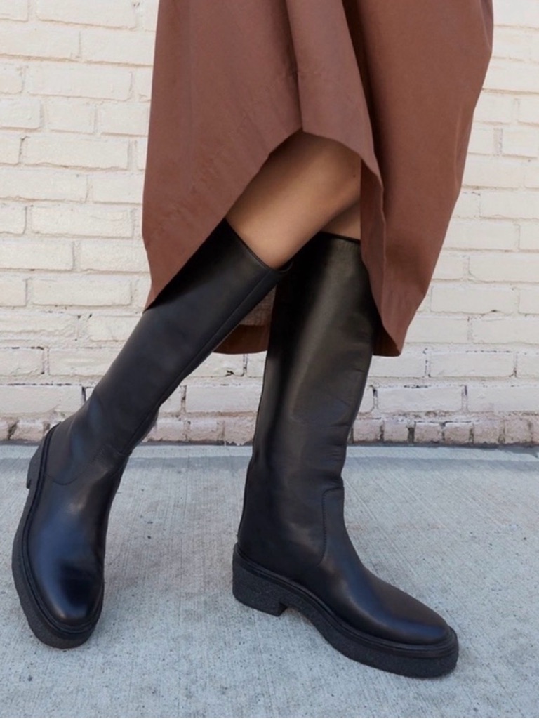Loeffler Randall Black Knee High Leather Boots